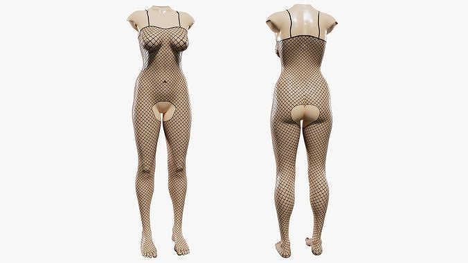 Bodystocking mannequin with fishnet stockings 3D model
