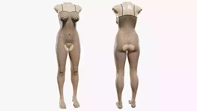 Bodystocking mannequin with fishnet stockings 3D model