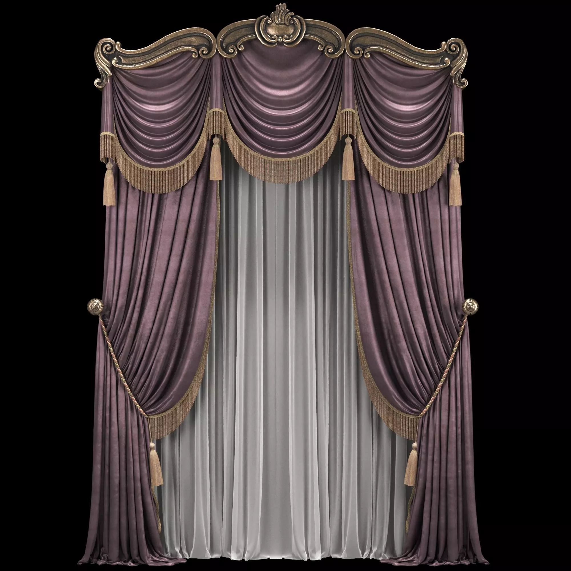 classical curtain 2 3D model_0