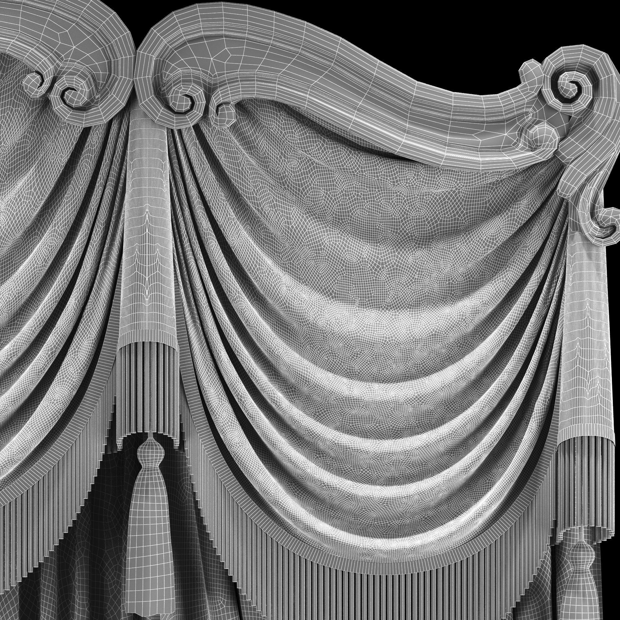 classical curtain 2 3D model_2
