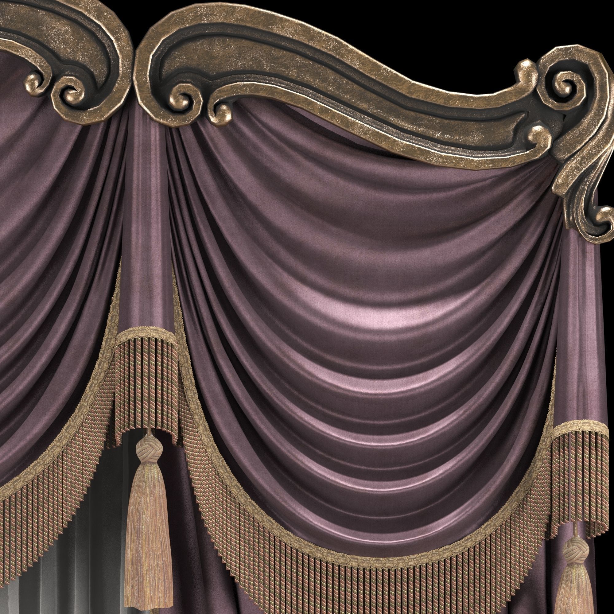 classical curtain 2 3D model_7