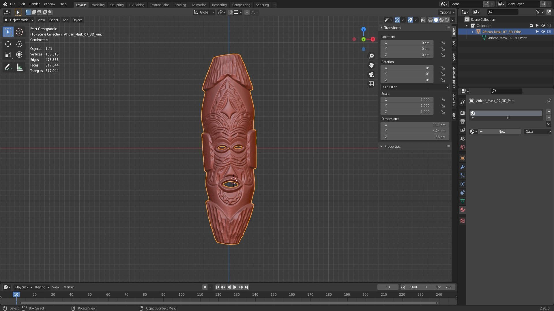 African Mask 07 3D print model_2