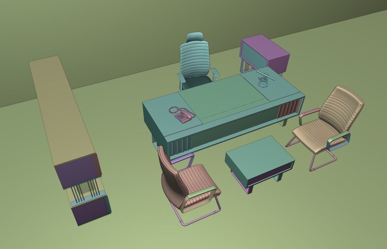 office desk 3D model_4