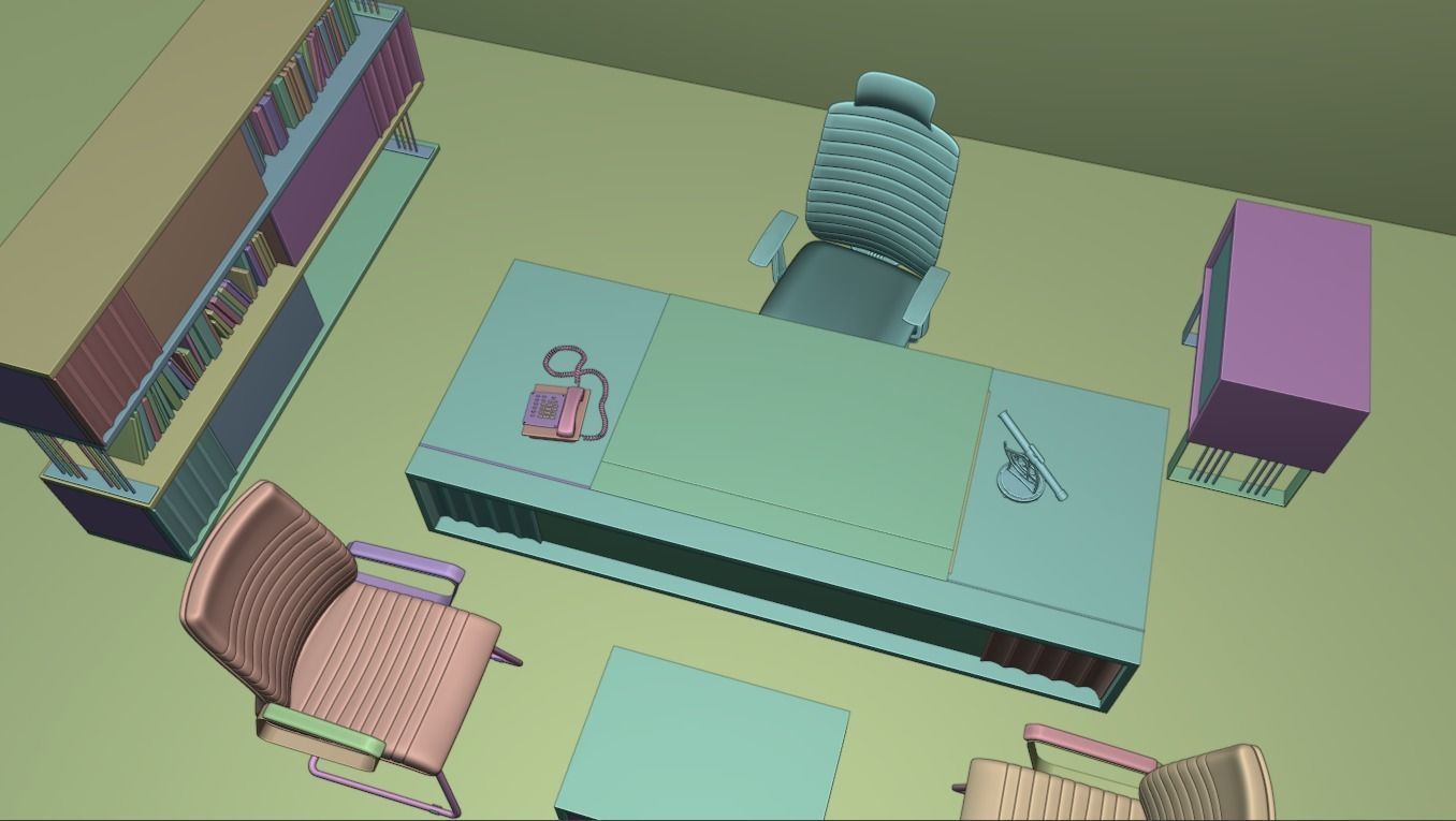 office desk 3D model_1