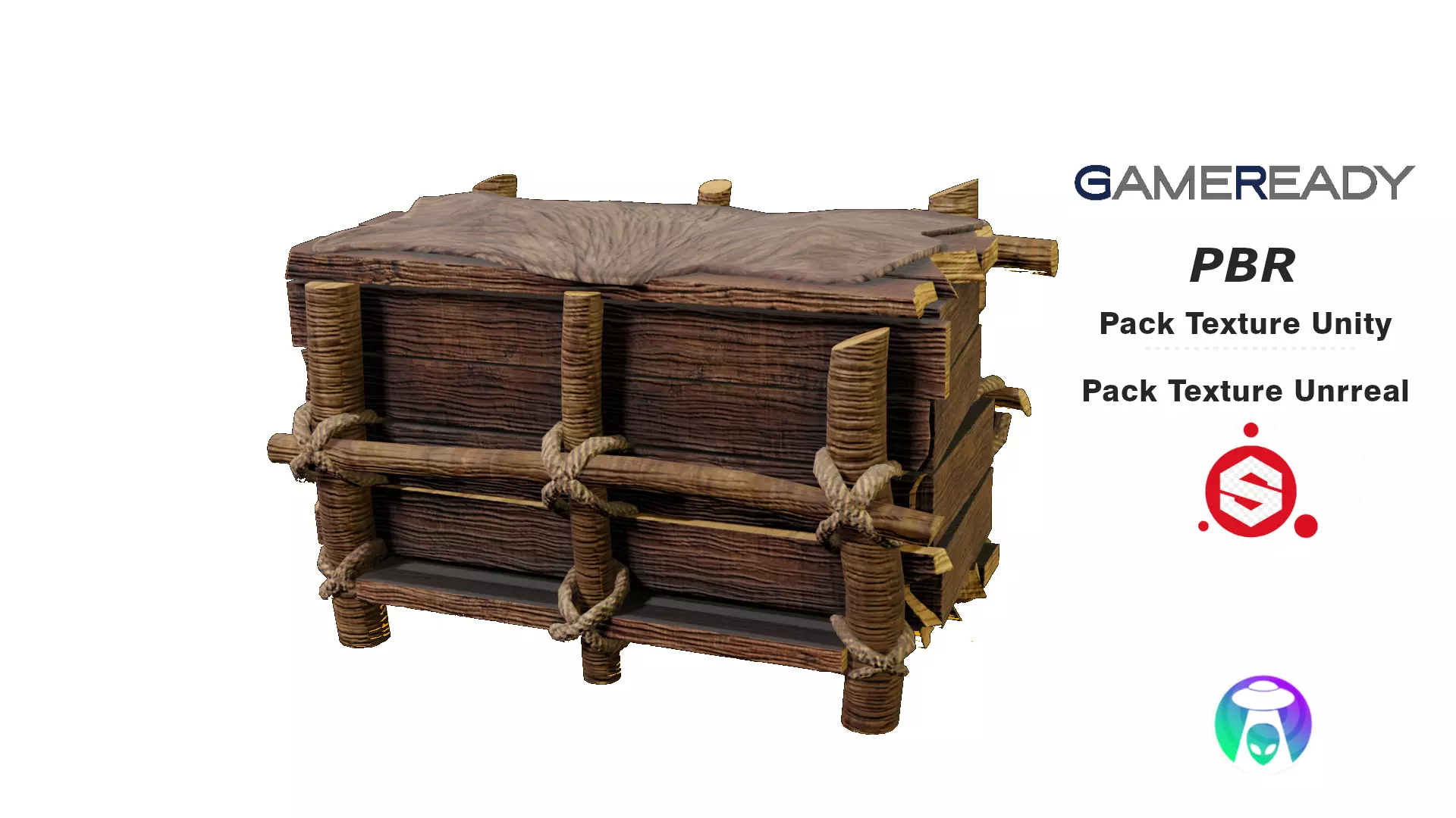 Rustic Wooden Chest Low-poly 3D model_0
