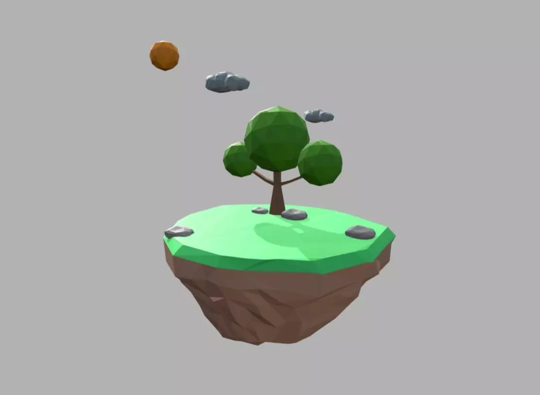 Lowpoly floating island 3D model_0
