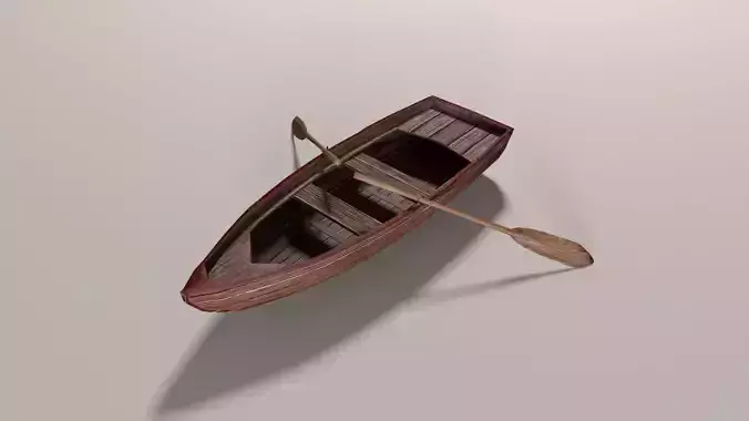 Boat with oars Low-poly 3D model