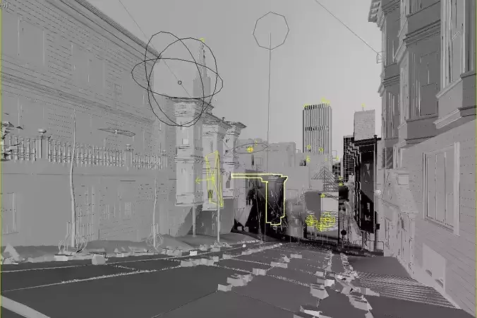 City Buildings with Railway