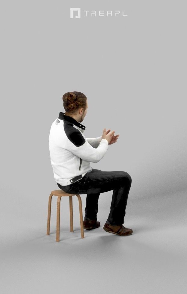 3d crowds Keen A Midground Casual Man Sitting Jacket Explaining 3D Model Collection_14
