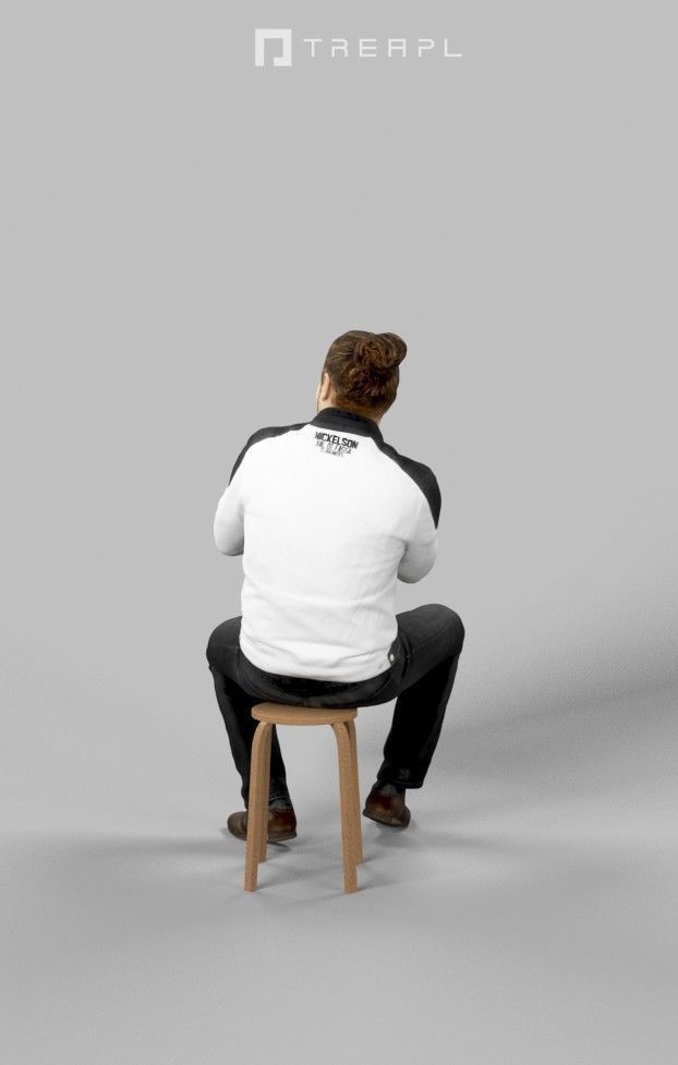 3d crowds Keen A Midground Casual Man Sitting Jacket Explaining 3D Model Collection_12