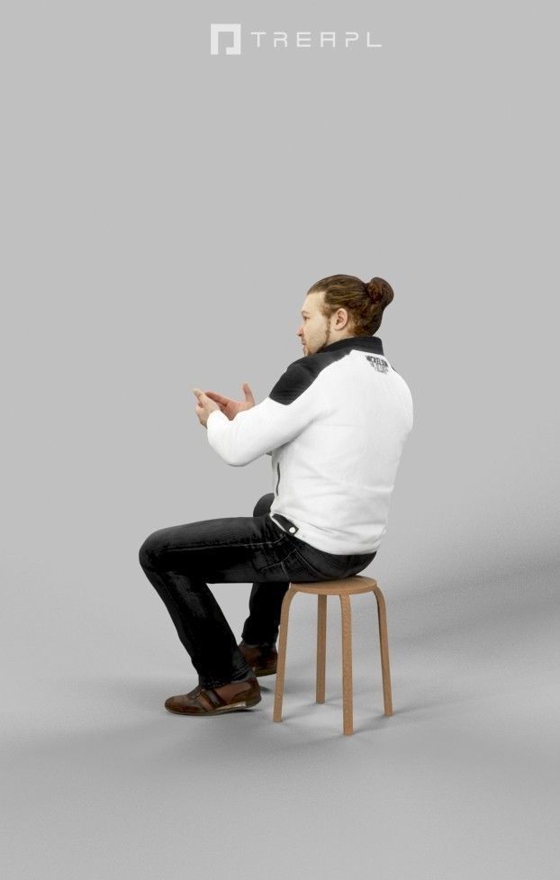 3d crowds Keen A Midground Casual Man Sitting Jacket Explaining 3D Model Collection_13