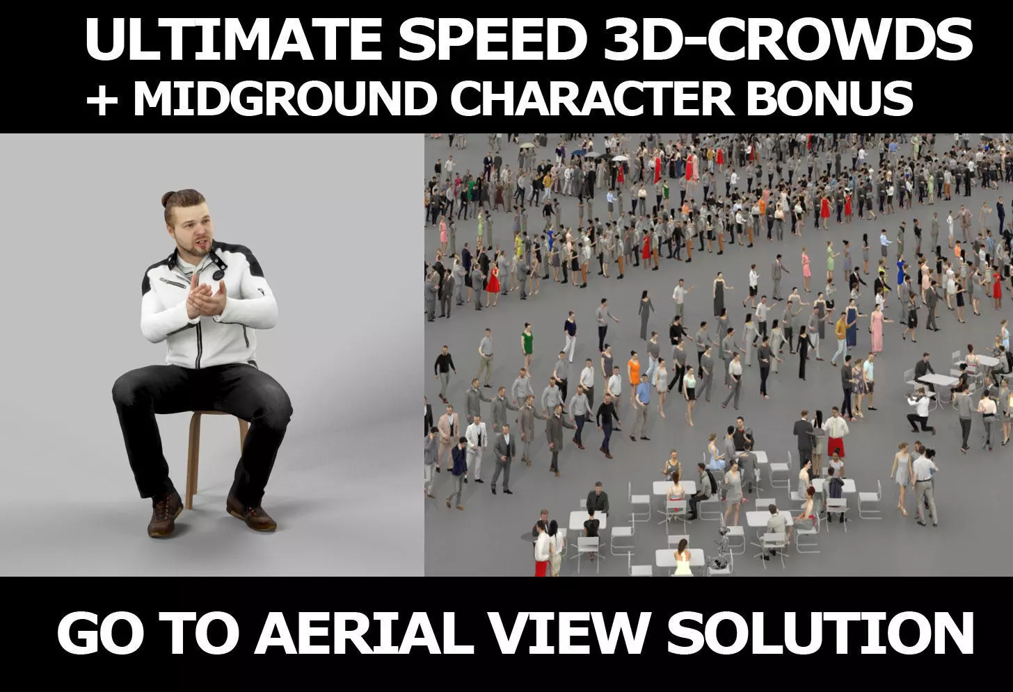 3d crowds Keen A Midground Casual Man Sitting Jacket Explaining 3D Model Collection_0
