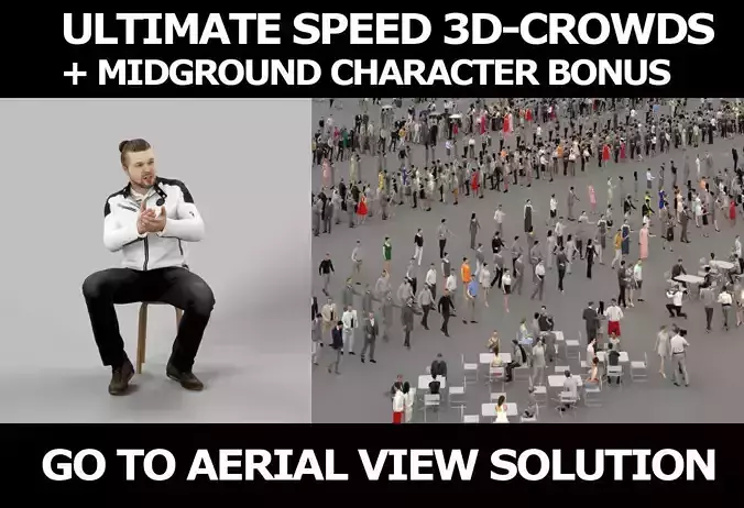3d crowds Keen A Midground Casual Man Sitting Jacket Explaining 3D Model Collection