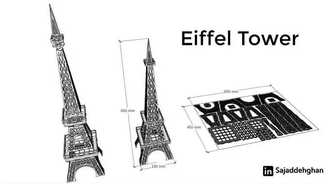 Eiffel Tower CNC Laser Cut 66 cm