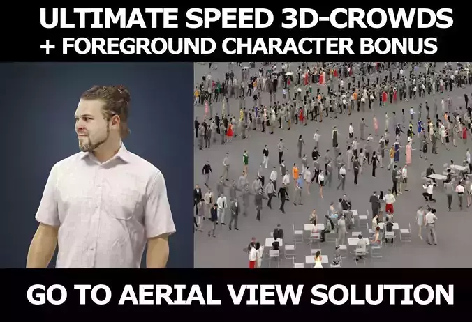 3d crowds and Foreground Casual Man Summer Keen Walking Shorts 3D Model Collection