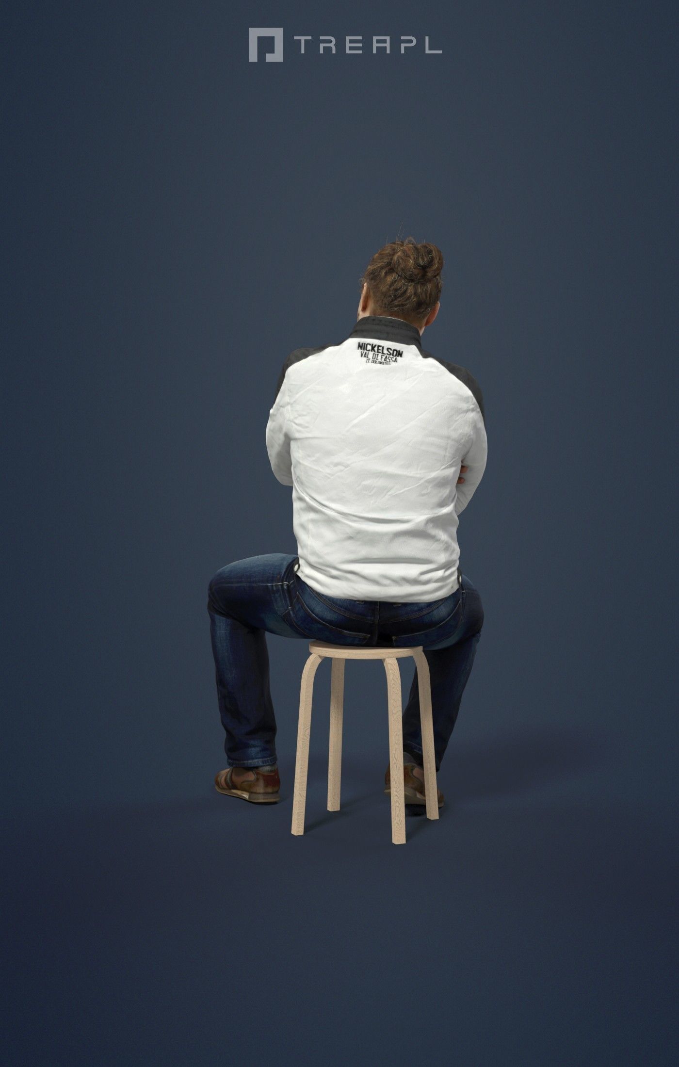 3d crowds Keen Foreground Casual Man In Jacket And Jeans Sitting 3D Model Collection_21