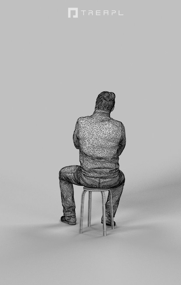 3d crowds Keen Jacket Explaining A midground Casual Man Sitting 3D Model Collection_19