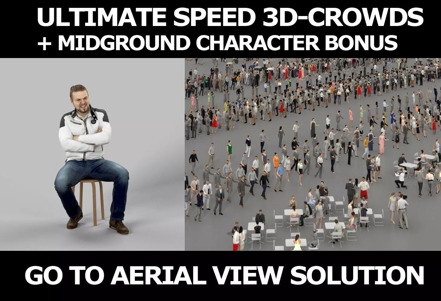 3d crowds Keen Jacket Explaining A midground Casual Man Sitting 3D Model Collection_0