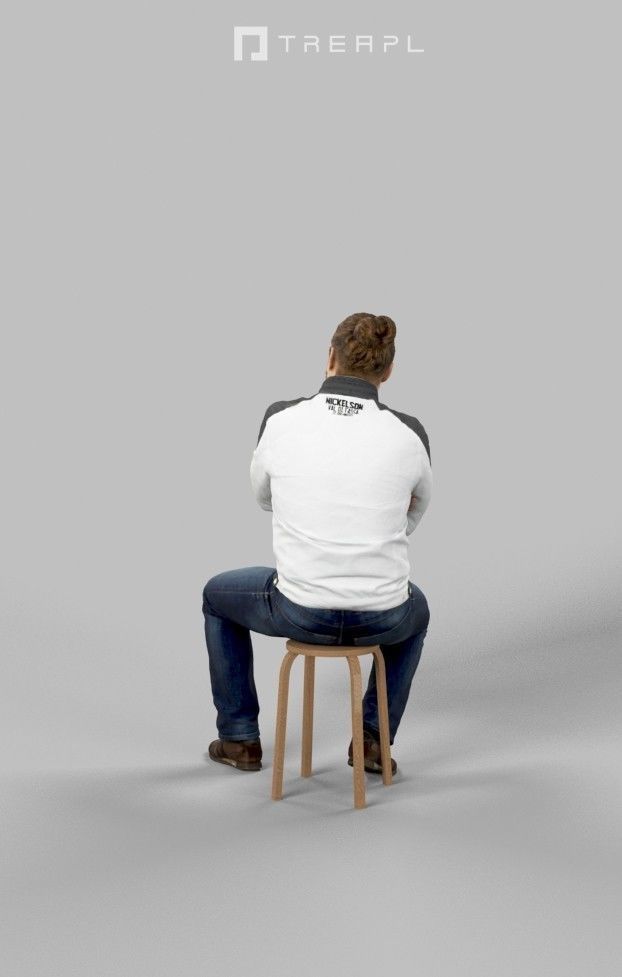 3d crowds Keen Jacket Explaining A midground Casual Man Sitting 3D Model Collection_13