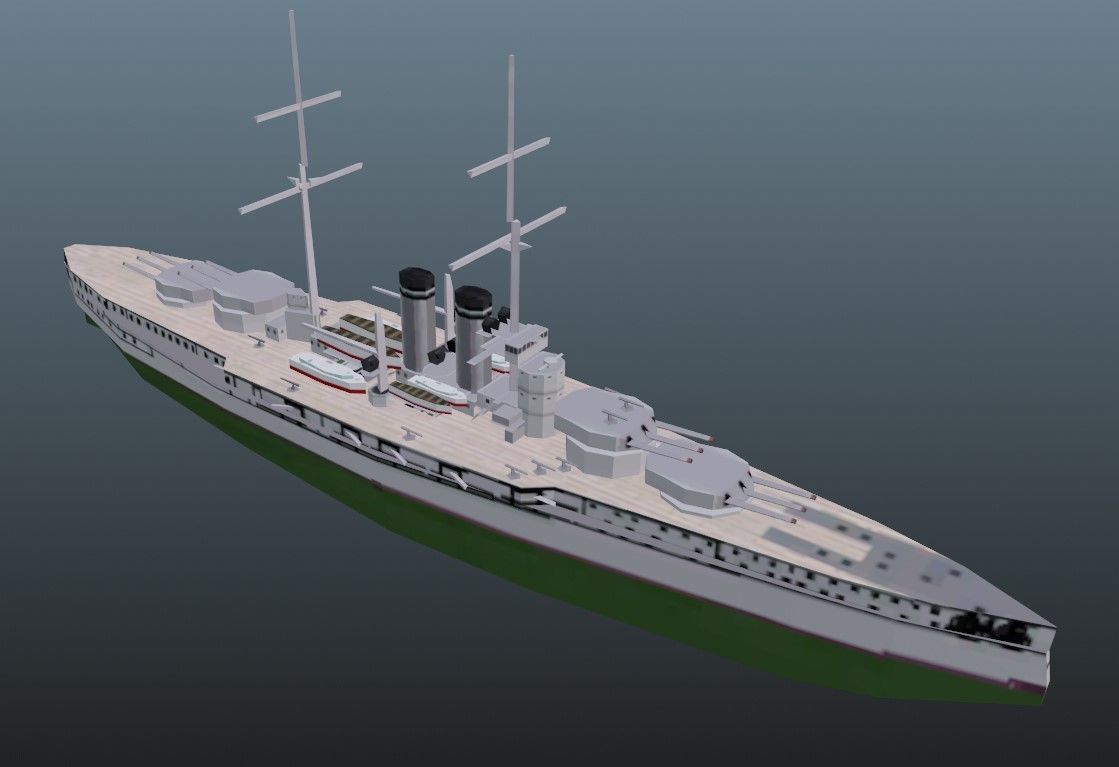BattleShip german Low-poly 3D model_7