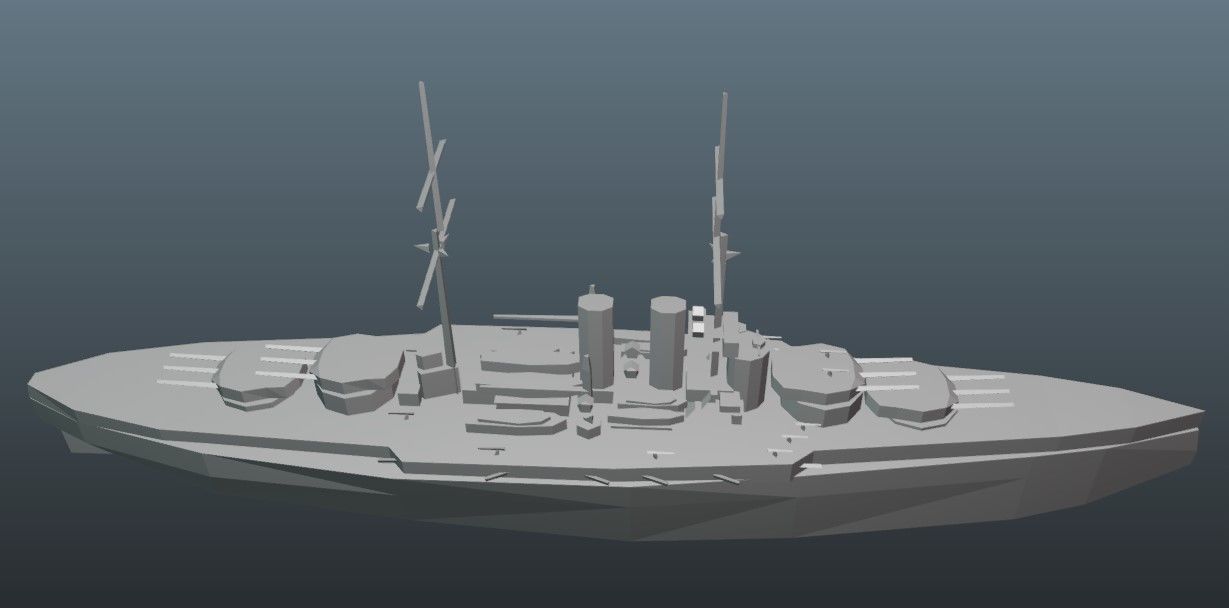 BattleShip german Low-poly 3D model_14