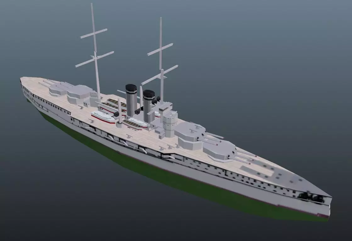BattleShip german Low-poly 3D model_0