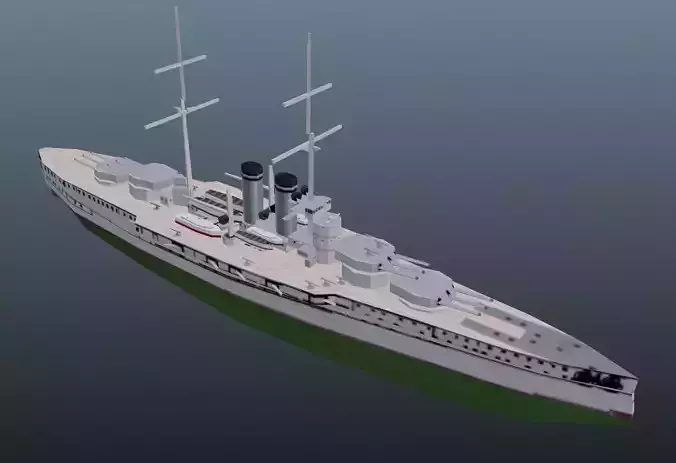 BattleShip german Low-poly 3D model