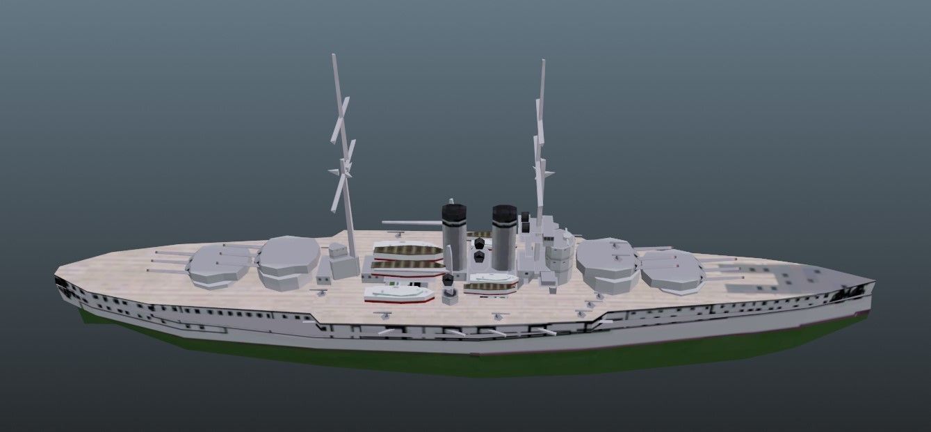 BattleShip german Low-poly 3D model_9