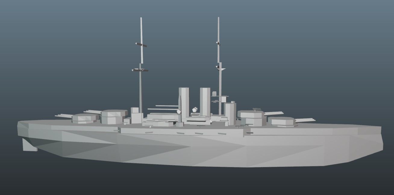BattleShip german Low-poly 3D model_13