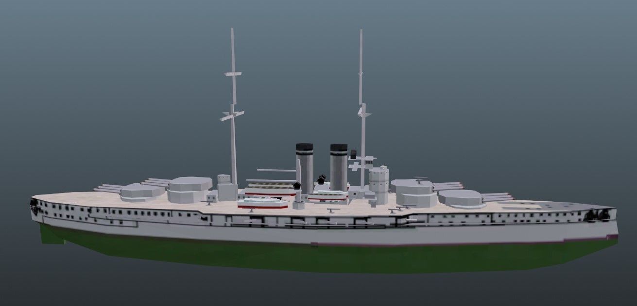 BattleShip german Low-poly 3D model_1