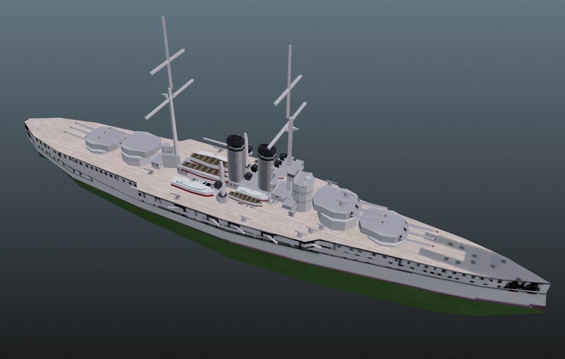 BattleShip german Low-poly 3D model_11