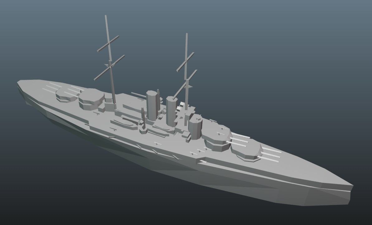 BattleShip german Low-poly 3D model_4