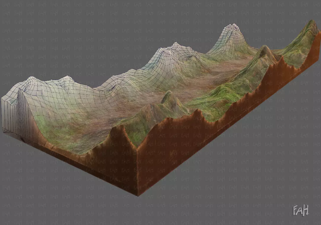 Terrain V03 Low-poly 3D model_0