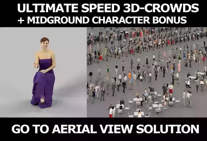 3d crowds Luna midground Event Elegant  Ballroom Sitting Woman  3D Model Collection