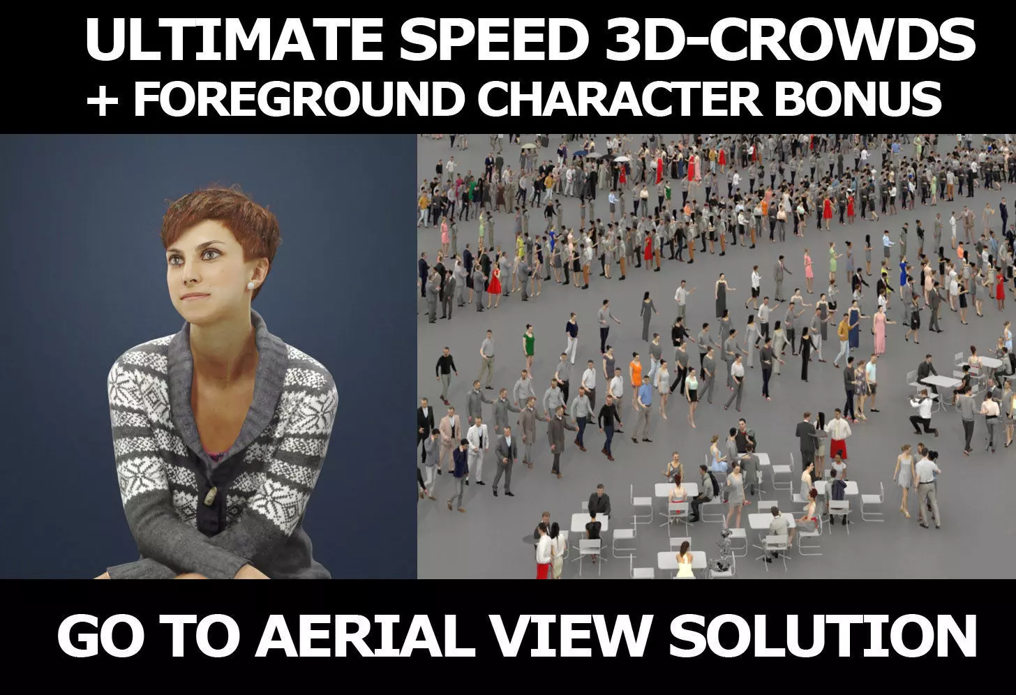 3d crowds and Luna sweater A Foreground casual sitting woman 3D Model Collection_0