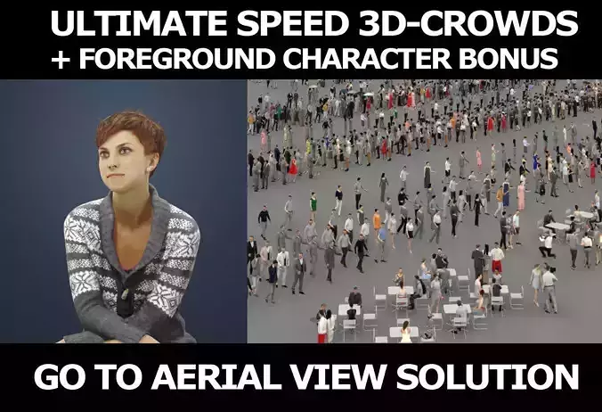 3d crowds and Luna sweater A Foreground casual sitting woman 3D Model Collection