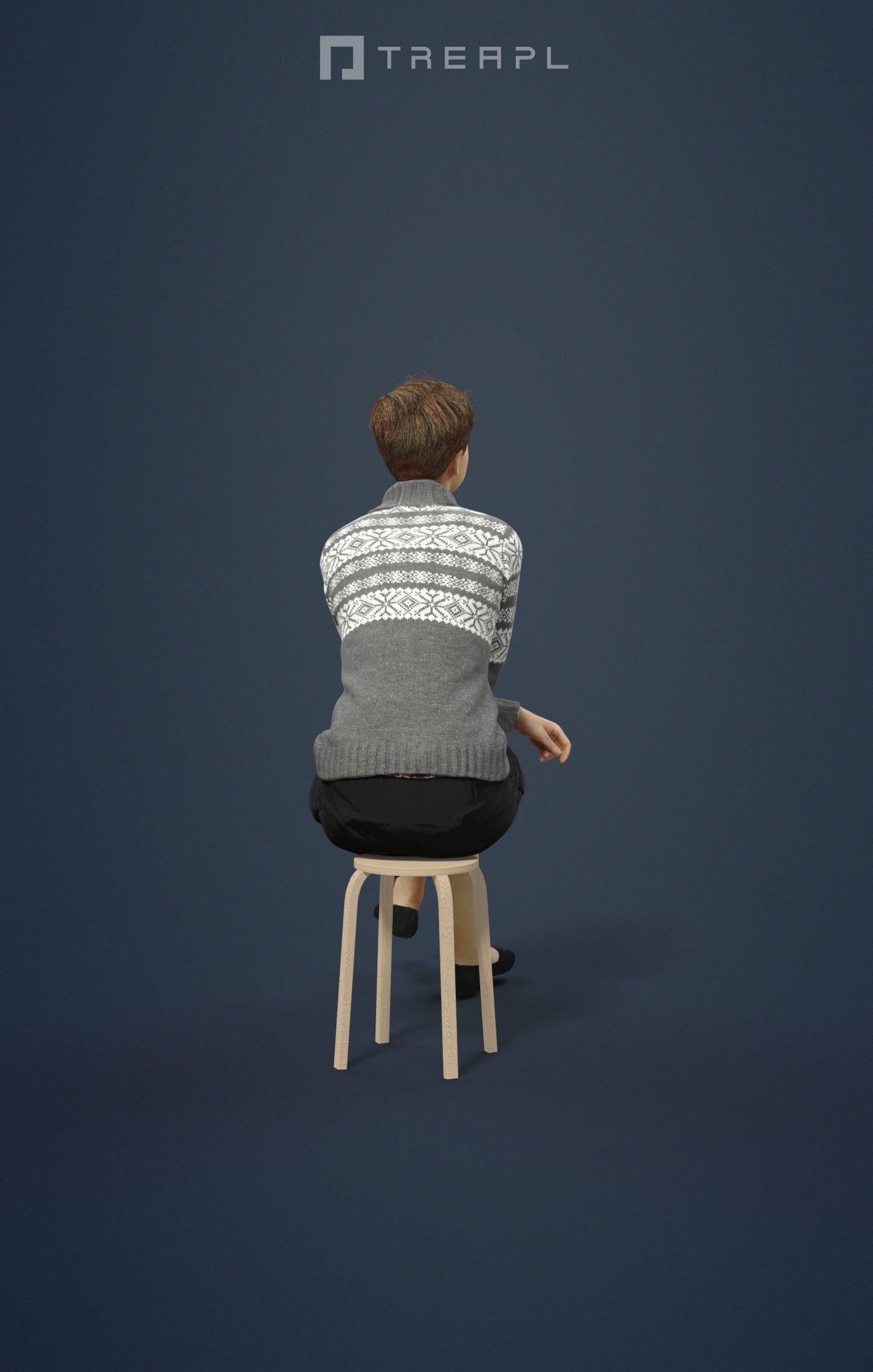 3d crowds and Luna sweater A Foreground casual sitting woman 3D Model Collection_21