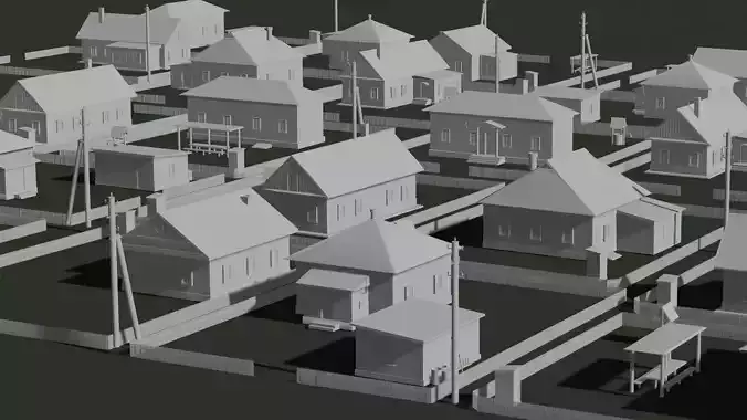 Old Village Soviet Republic  Low-poly 3D model