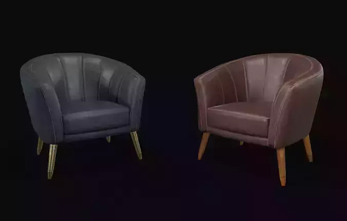 sillon en cuero Low-poly 3D model