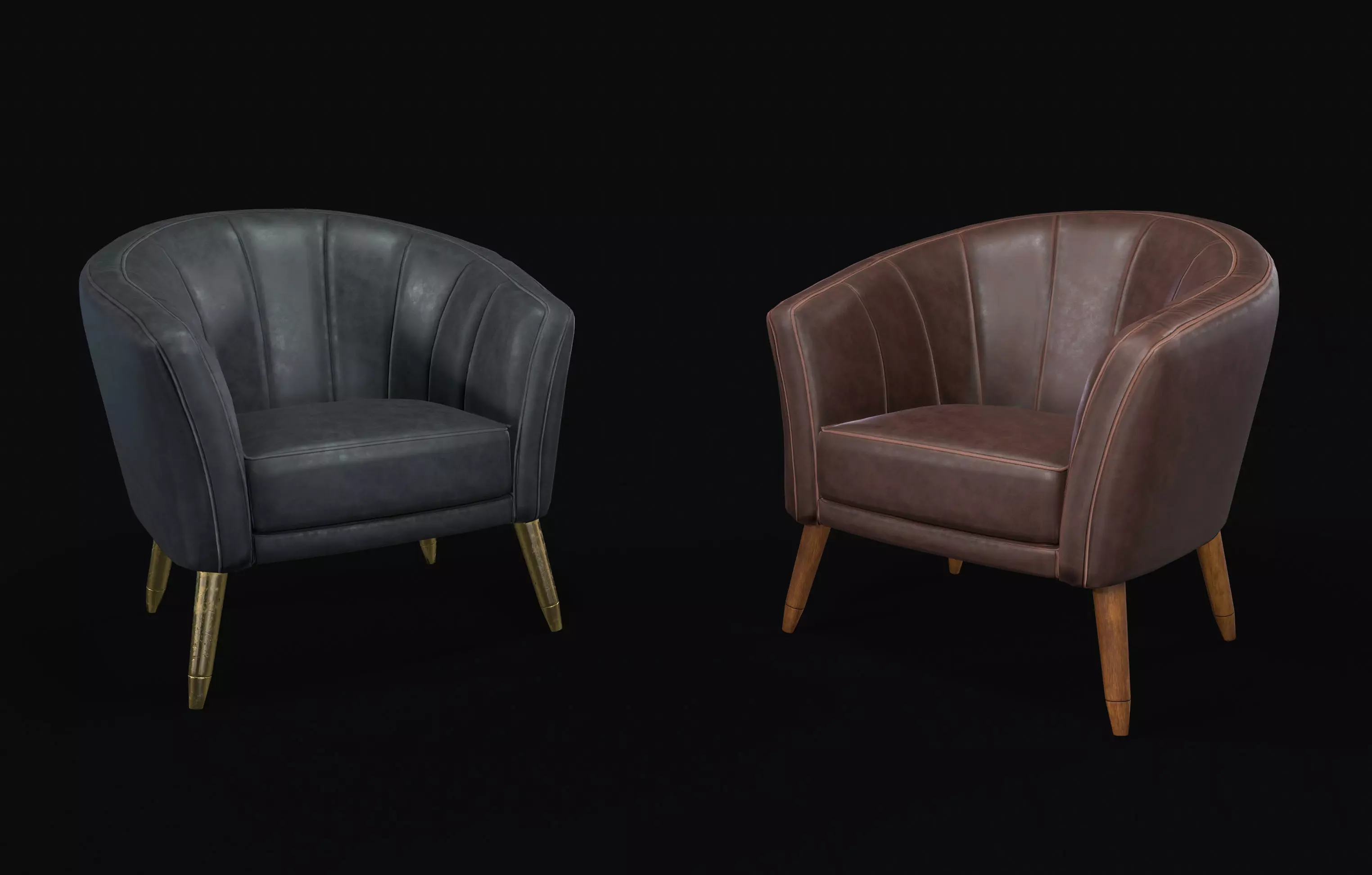 sillon en cuero Low-poly 3D model
