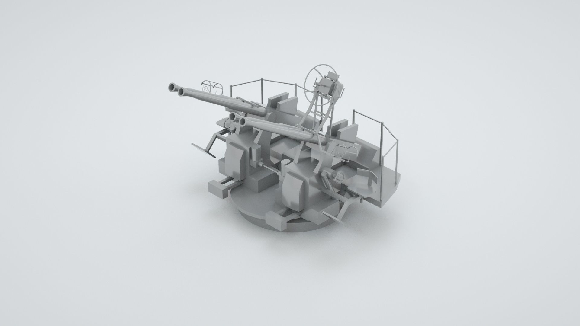 40mm Bofors Quad Anti-aircraft gun Mk2 3D model_1