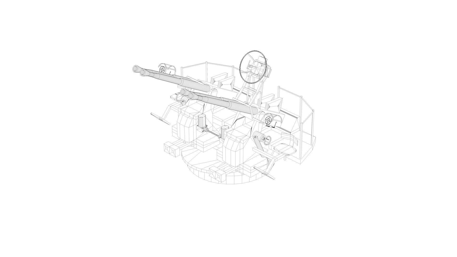 40mm Bofors Quad Anti-aircraft gun Mk2 3D model_6