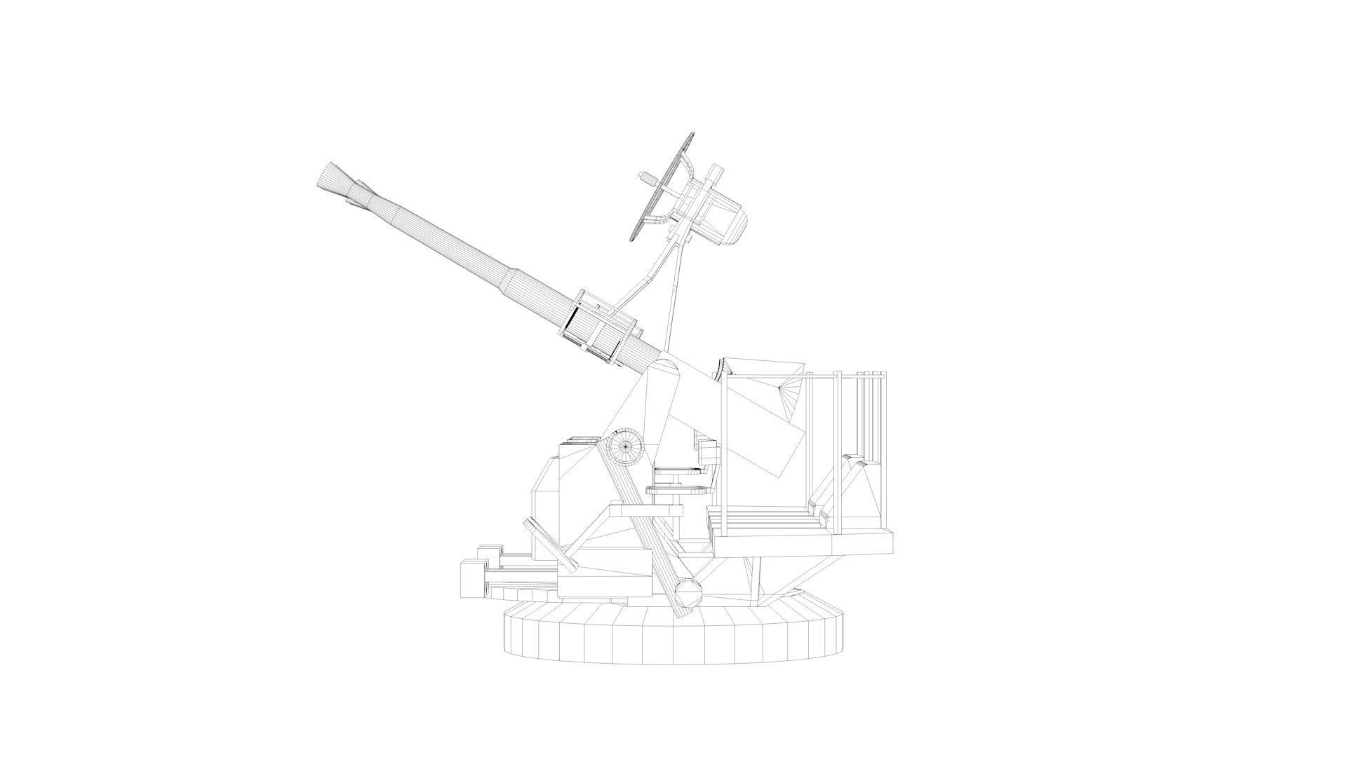 40mm Bofors Quad Anti-aircraft gun Mk2 3D model_7
