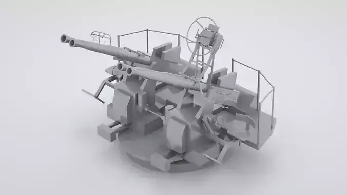 40mm Bofors Quad Anti-aircraft gun Mk2 3D model