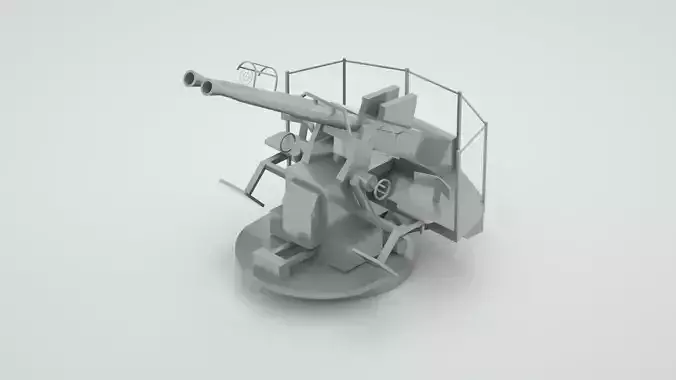 40mm Bofors Twin Anti-aircraft gun Mk1 3D model