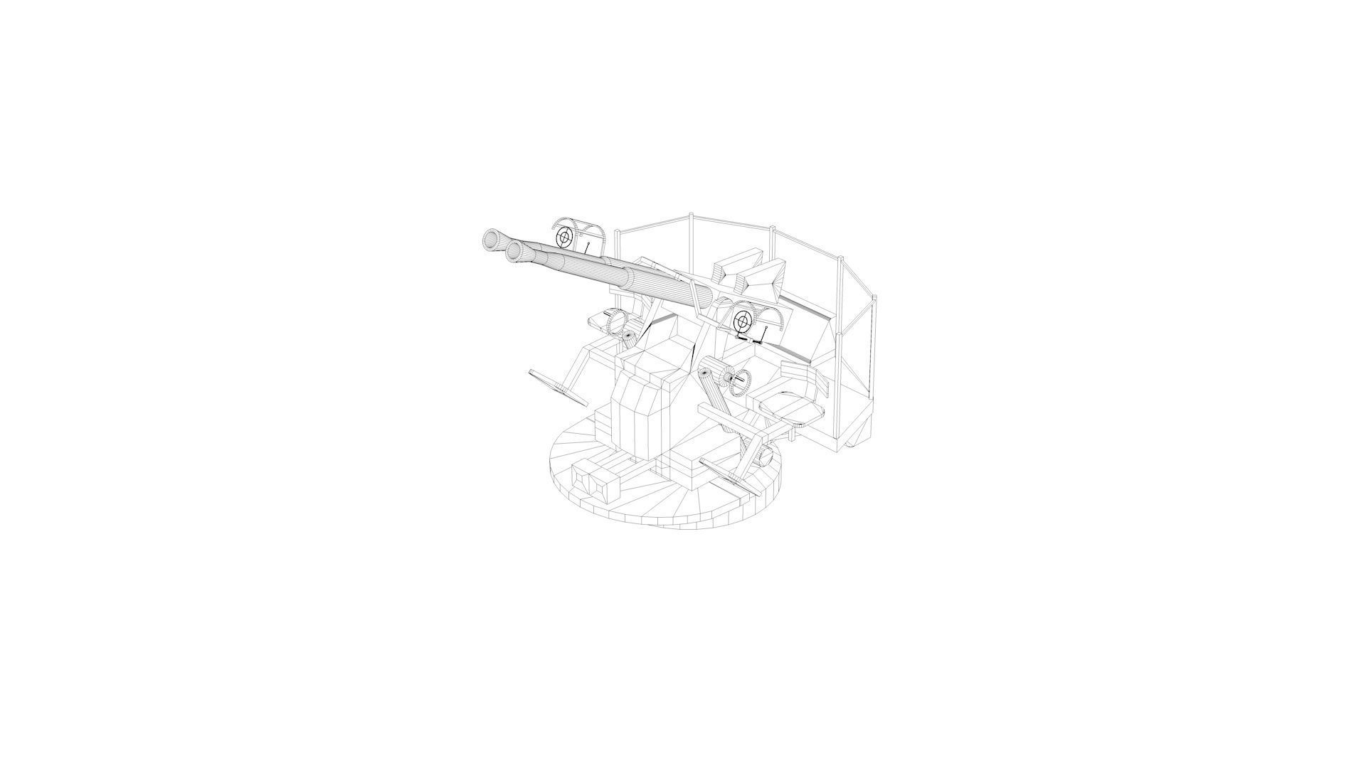 40mm Bofors Twin Anti-aircraft gun Mk1 3D model_9