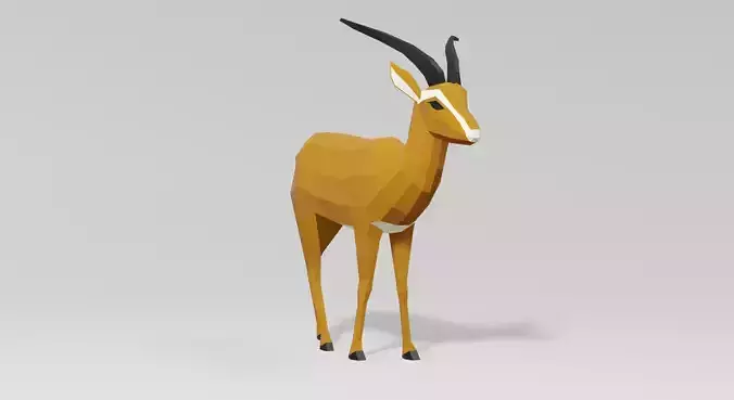 Gazelle animal Low-poly 3D model