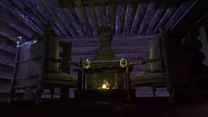 fully decorated Wooden cabin