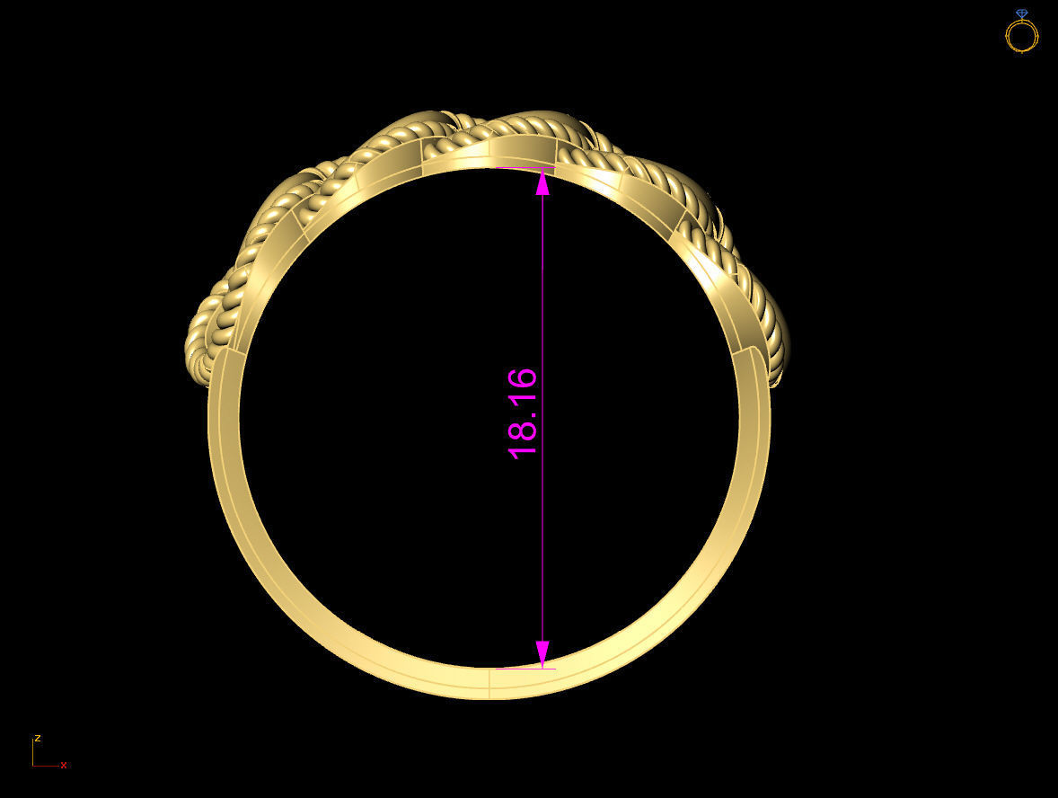 chain model woman ring 3D print model_6