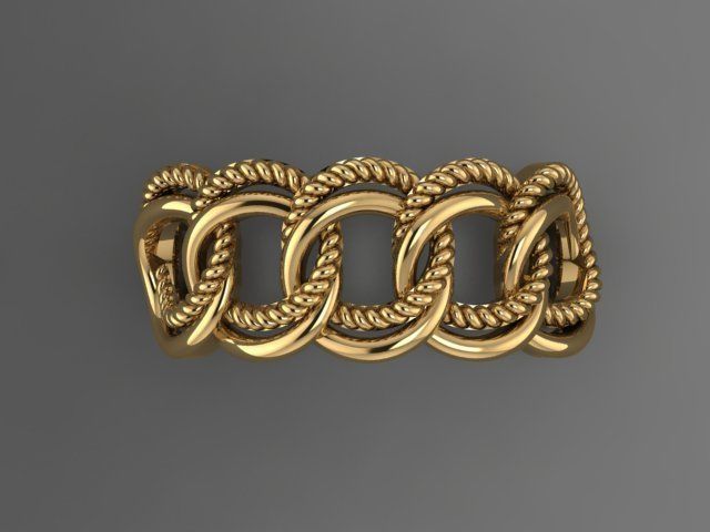 chain model woman ring 3D print model_3